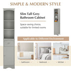 66 H Tall Bathroom Storage Cabinet with Drawer & Adjustable Shelves