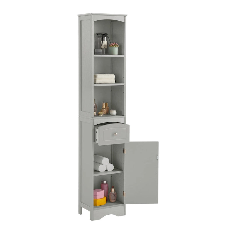 66 H Tall Bathroom Storage Cabinet with Drawer & Adjustable Shelves