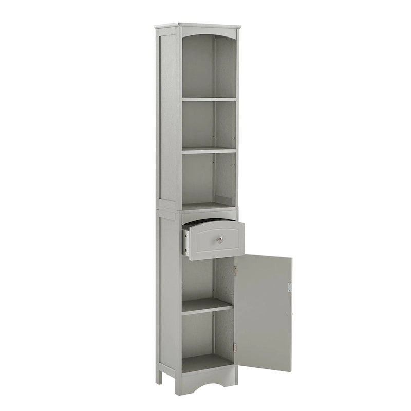 66 H Tall Bathroom Storage Cabinet with Drawer & Adjustable Shelves