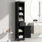 66 H Tall Bathroom Storage Cabinet with Drawer & Adjustable Shelves