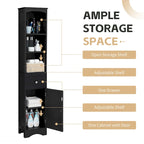 66 H Tall Bathroom Storage Cabinet with Drawer & Adjustable Shelves