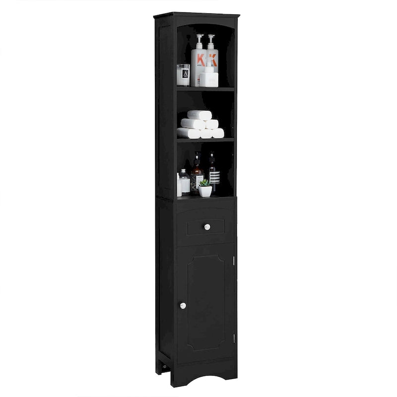 66 H Tall Bathroom Storage Cabinet with Drawer & Adjustable Shelves