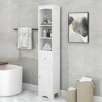 66 H Tall Bathroom Storage Cabinet with Drawer & Adjustable Shelves