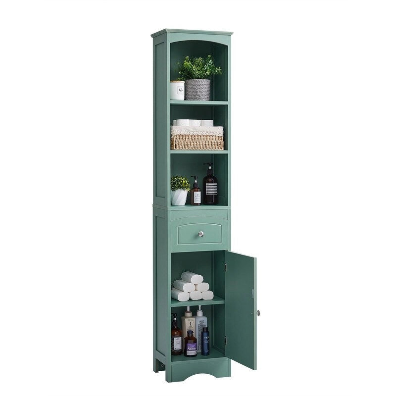 66 H Tall Bathroom Storage Cabinet with Drawer & Adjustable Shelves