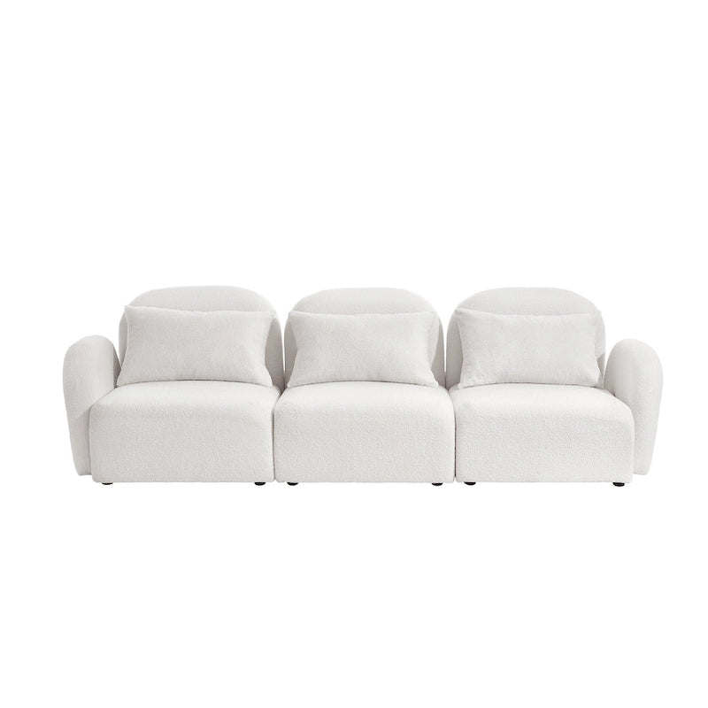 Living Room Furniture Three Seat Lazy Sofa Teddy Fabric White