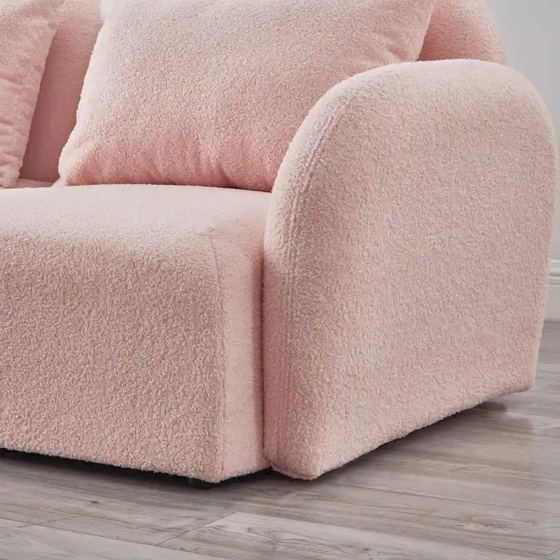 Living Room Furniture Three Seat Lazy Sofa Teddy Fabric White