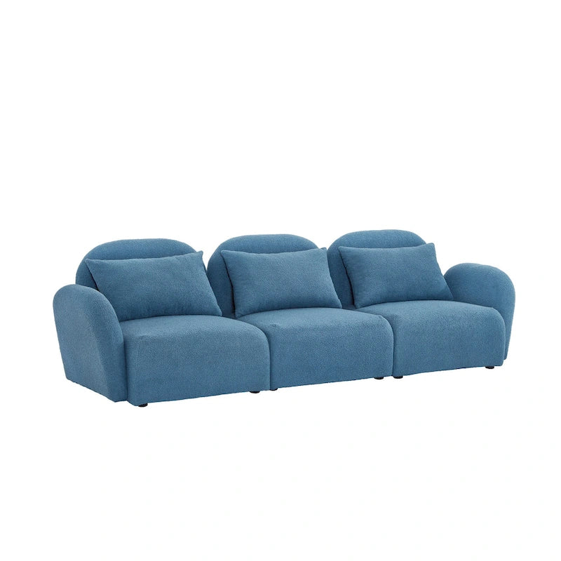 Living Room Furniture Three Seat Lazy Sofa Teddy Fabric White