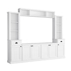 Entertainment Unit with Bridge, TV Stand with Adjustable Shelves for TVs Up to 75, Two Media Consoles