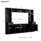 Entertainment Unit with Bridge, TV Stand with Adjustable Shelves for TVs Up to 75, Two Media Consoles