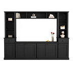 Entertainment Unit with Bridge, TV Stand with Adjustable Shelves for TVs Up to 75, Two Media Consoles