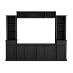 Entertainment Unit with Bridge, TV Stand with Adjustable Shelves for TVs Up to 75, Two Media Consoles