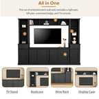 Entertainment Unit with Bridge, TV Stand with Adjustable Shelves for TVs Up to 75, Two Media Consoles