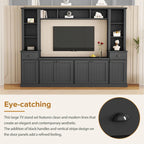 Entertainment Unit with Bridge, TV Stand with Adjustable Shelves for TVs Up to 75, Two Media Consoles