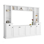 Entertainment Unit with Bridge, TV Stand with Adjustable Shelves for TVs Up to 75, Two Media Consoles