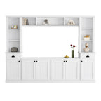 Entertainment Unit with Bridge, TV Stand with Adjustable Shelves for TVs Up to 75, Two Media Consoles