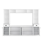 Entertainment Unit with Bridge, TV Stand with Adjustable Shelves for TVs Up to 75, Two Media Consoles