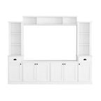 Entertainment Unit with Bridge, TV Stand with Adjustable Shelves for TVs Up to 75, Two Media Consoles