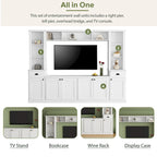 Entertainment Unit with Bridge, TV Stand with Adjustable Shelves for TVs Up to 75, Two Media Consoles