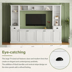 Entertainment Unit with Bridge, TV Stand with Adjustable Shelves for TVs Up to 75, Two Media Consoles