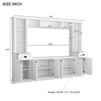 Entertainment Unit with Bridge, TV Stand with Adjustable Shelves for TVs Up to 75, Two Media Consoles