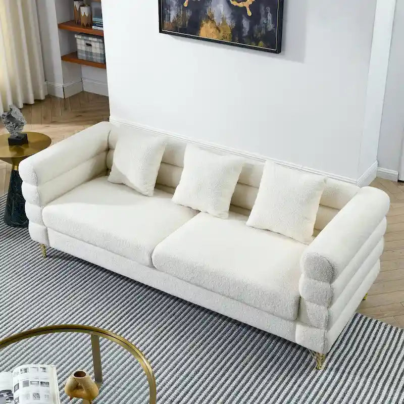 81 Inch Oversized 3 Seater Sectional Sofa, Living Room Comfort Fabric Sectional Sofa - Deep Seating Sectional Sofa, Soft Sitting