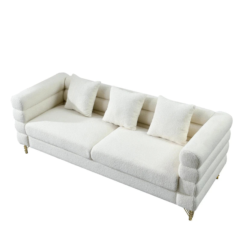 81 Inch Oversized 3 Seater Sectional Sofa, Living Room Comfort Fabric Sectional Sofa - Deep Seating Sectional Sofa, Soft Sitting