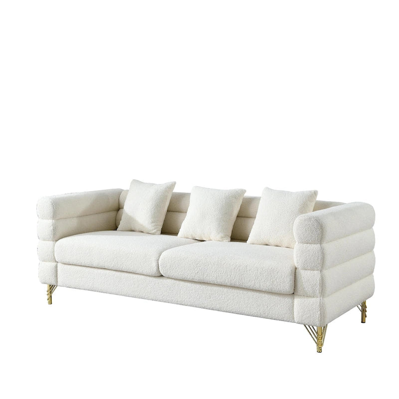81 Inch Oversized 3 Seater Sectional Sofa, Living Room Comfort Fabric Sectional Sofa - Deep Seating Sectional Sofa, Soft Sitting