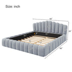 Velvet Upholstered Queen BED Frame Shell-Shaped Headboard for Bedroom,No Box Spring Needed,Beige
