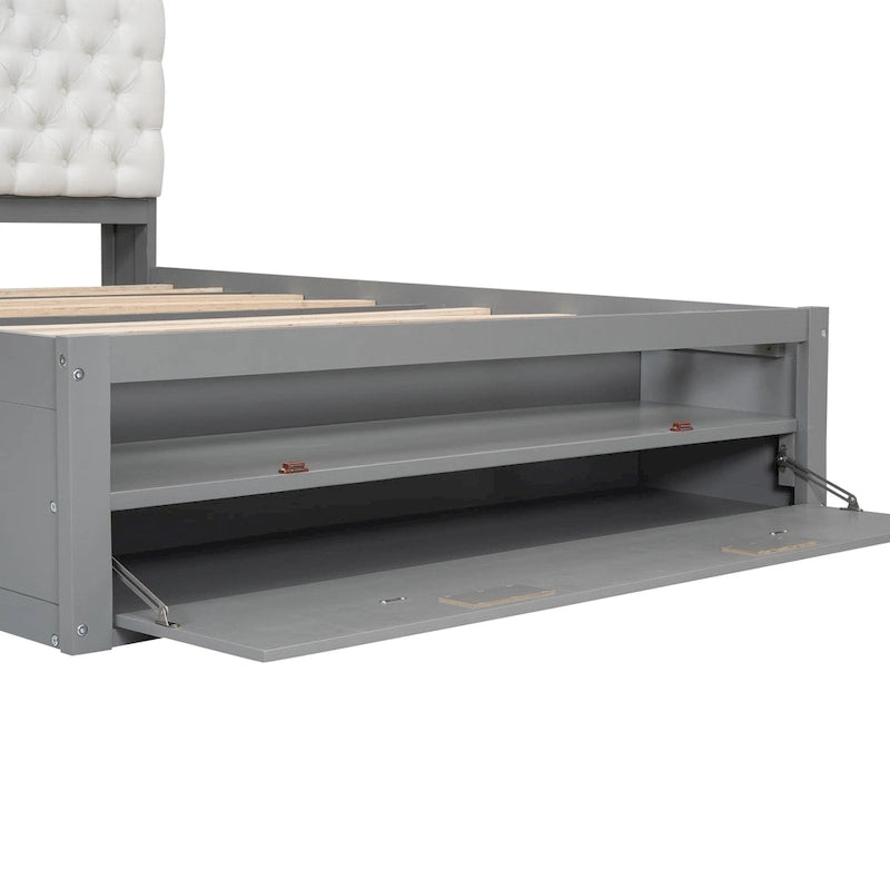 Wood Queen Size Platform Bed with Storage Headboard, shoe rack and 4 drawers,Espresso
