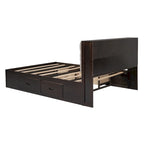 Wood Queen Size Platform Bed with Storage Headboard, shoe rack and 4 drawers,Espresso