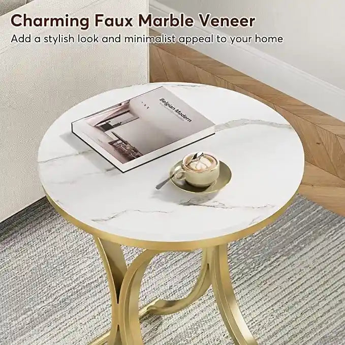 Modern Round End Side Accent Table for Entryway Living Room
