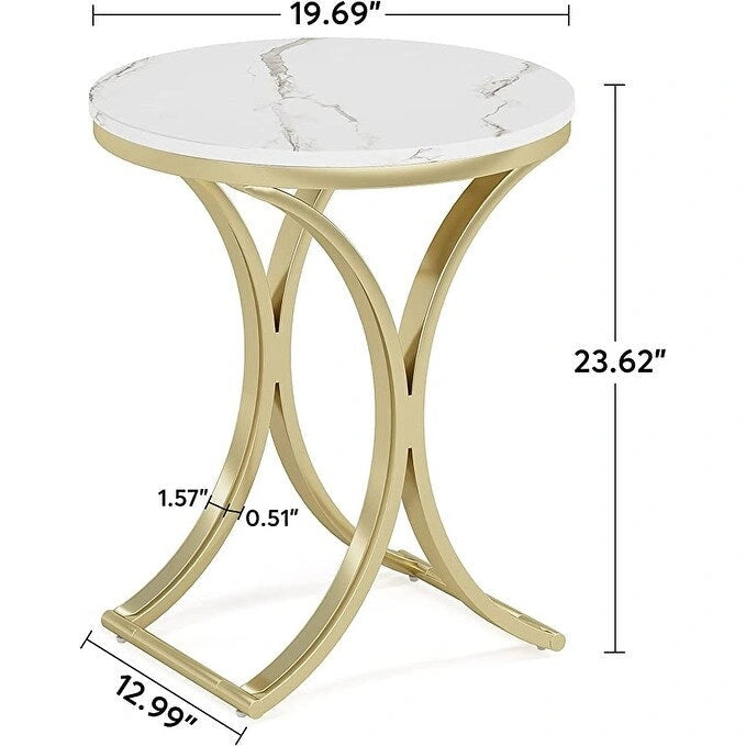 Modern Round End Side Accent Table for Entryway Living Room