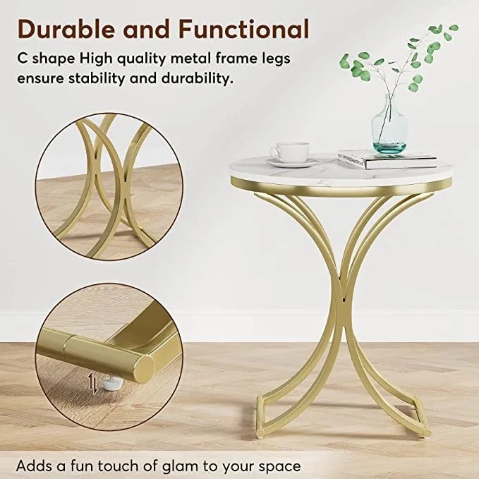 Modern Round End Side Accent Table for Entryway Living Room
