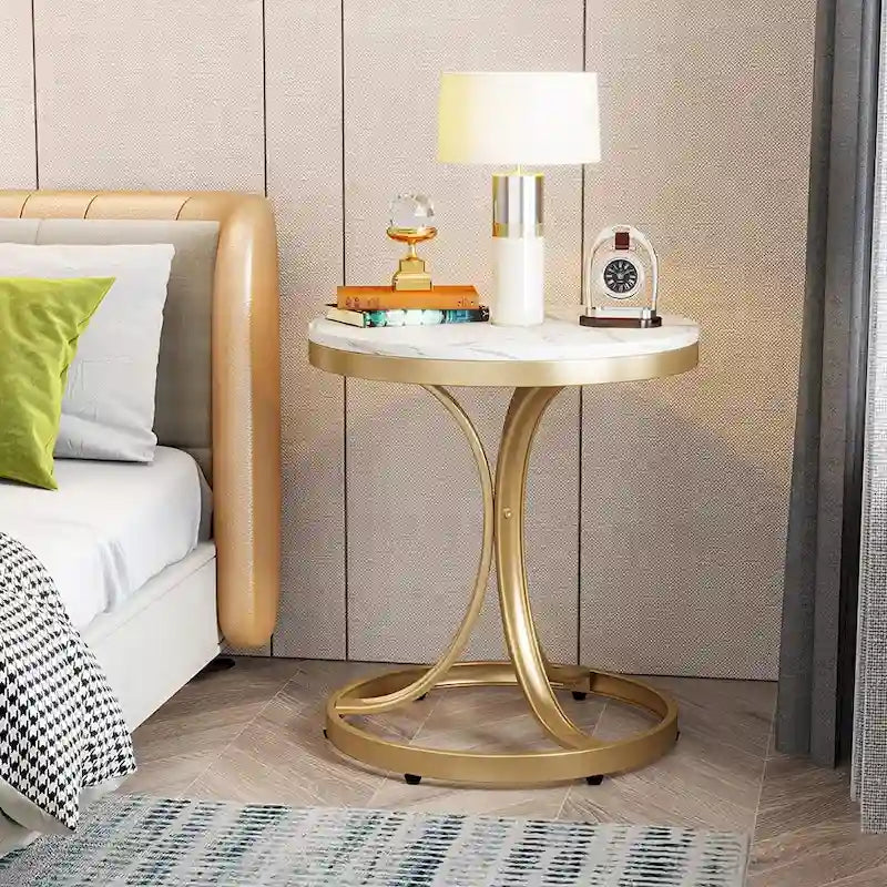 Modern Round End Side Accent Table for Entryway Living Room
