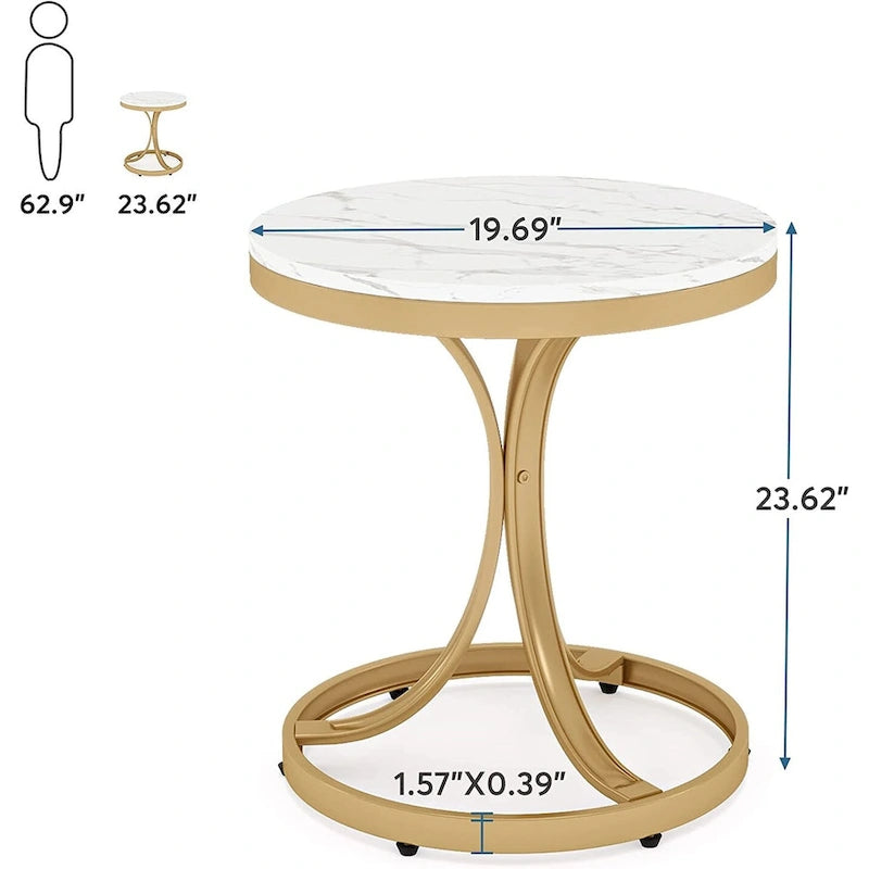 Modern Round End Side Accent Table for Entryway Living Room