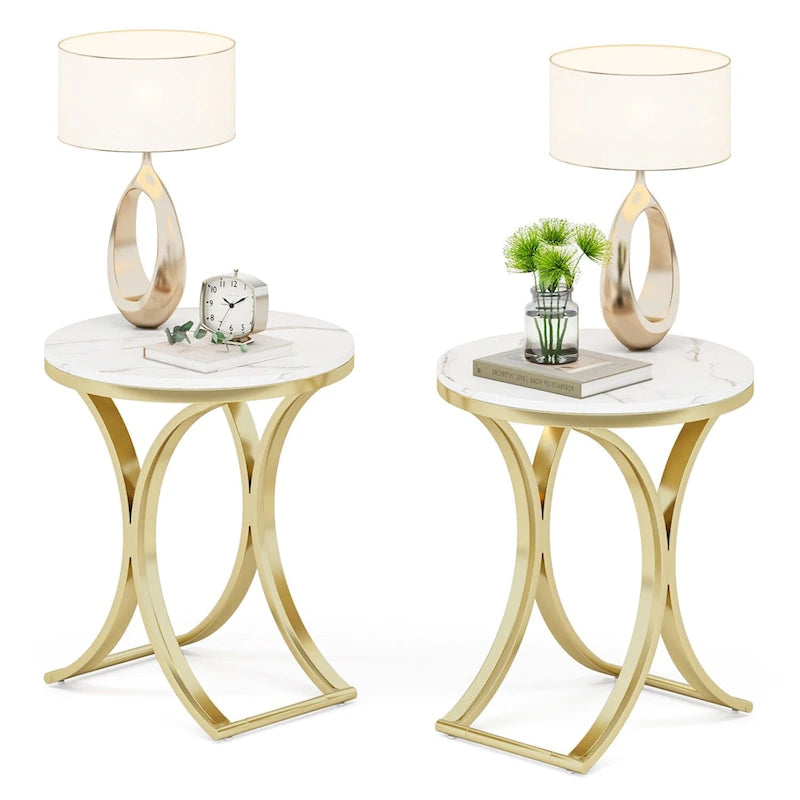 Modern Round End Side Accent Table for Entryway Living Room
