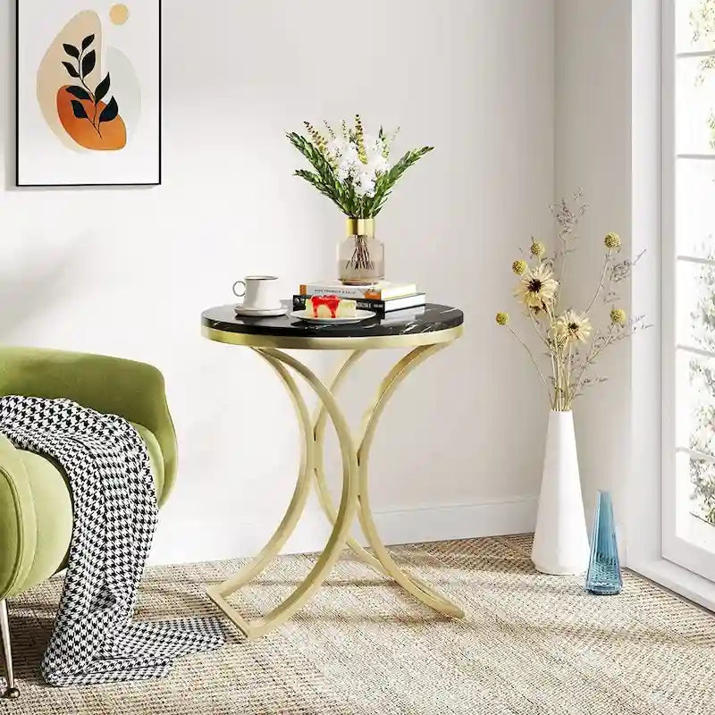 Modern Round End Side Accent Table for Entryway Living Room