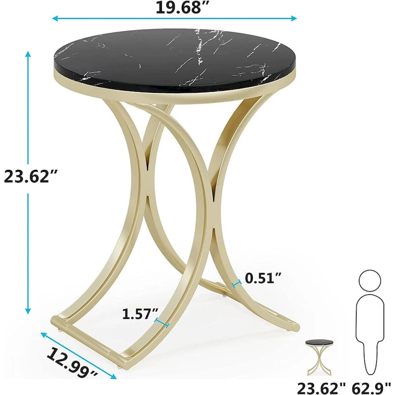 Modern Round End Side Accent Table for Entryway Living Room