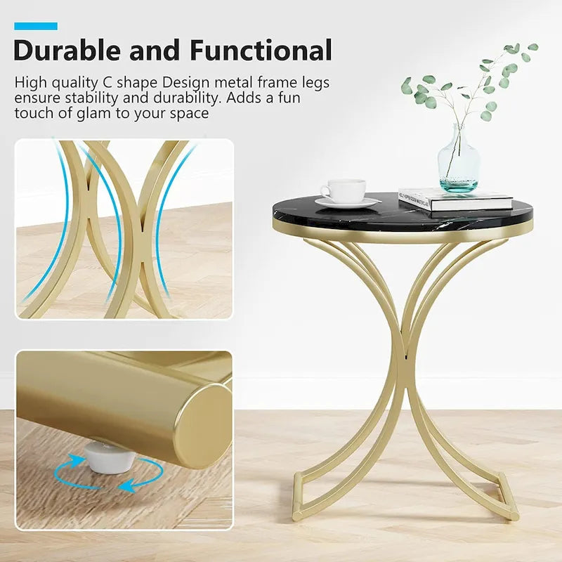 Modern Round End Side Accent Table for Entryway Living Room