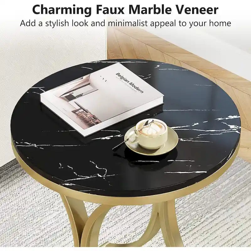 Modern Round End Side Accent Table for Entryway Living Room