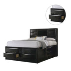 Wood Bed with Storage Drawers in Black