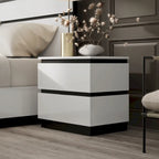 Conjira Contemporary White Wood 2-Drawer Nightstand with USB Ports by Furniture of America