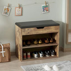 24W Shoe Storage Bench W/Sponge Cushion Living Room Seating Shoe Cabinet