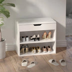 24W Shoe Storage Bench W/Sponge Cushion Living Room Seating Shoe Cabinet