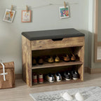 24W Shoe Storage Bench W/Sponge Cushion Living Room Seating Shoe Cabinet
