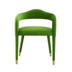 Green Velvet Dining Chair - Single Seater with Gold Legs