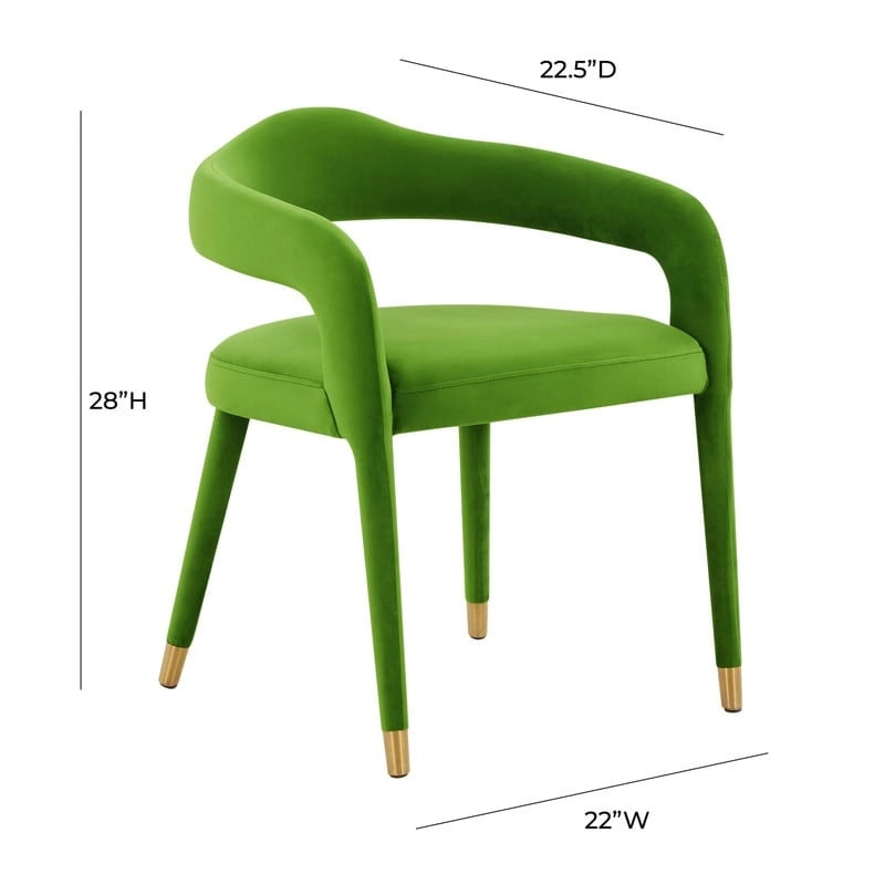 Green Velvet Dining Chair - Single Seater with Gold Legs