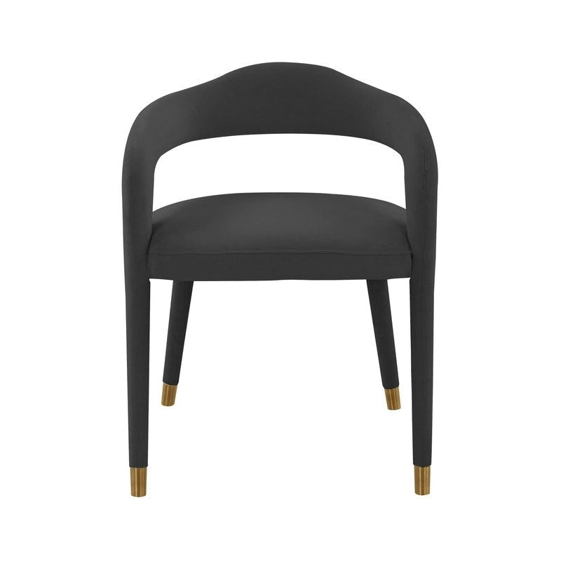 Green Velvet Dining Chair - Single Seater with Gold Legs