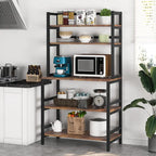 Brown/ Black 5-Tier Industrial Kitchen Bakers Rack Microwave Stand with Hutch,White Modern Kitchen Utility Storage Shelf