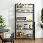 Brown/ Black 5-Tier Industrial Kitchen Bakers Rack Microwave Stand with Hutch,White Modern Kitchen Utility Storage Shelf